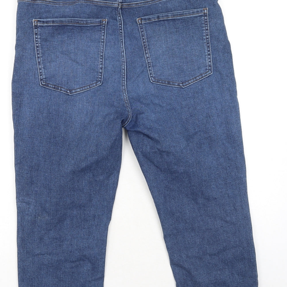 Marks and Spencer Womens Blue Cotton Cropped Jeans Size 16 L21 in Regular Button