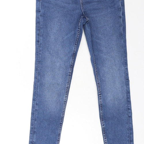 Marks and Spencer Womens Blue Cotton Skinny Jeans Size 6 L28 in Regular Button
