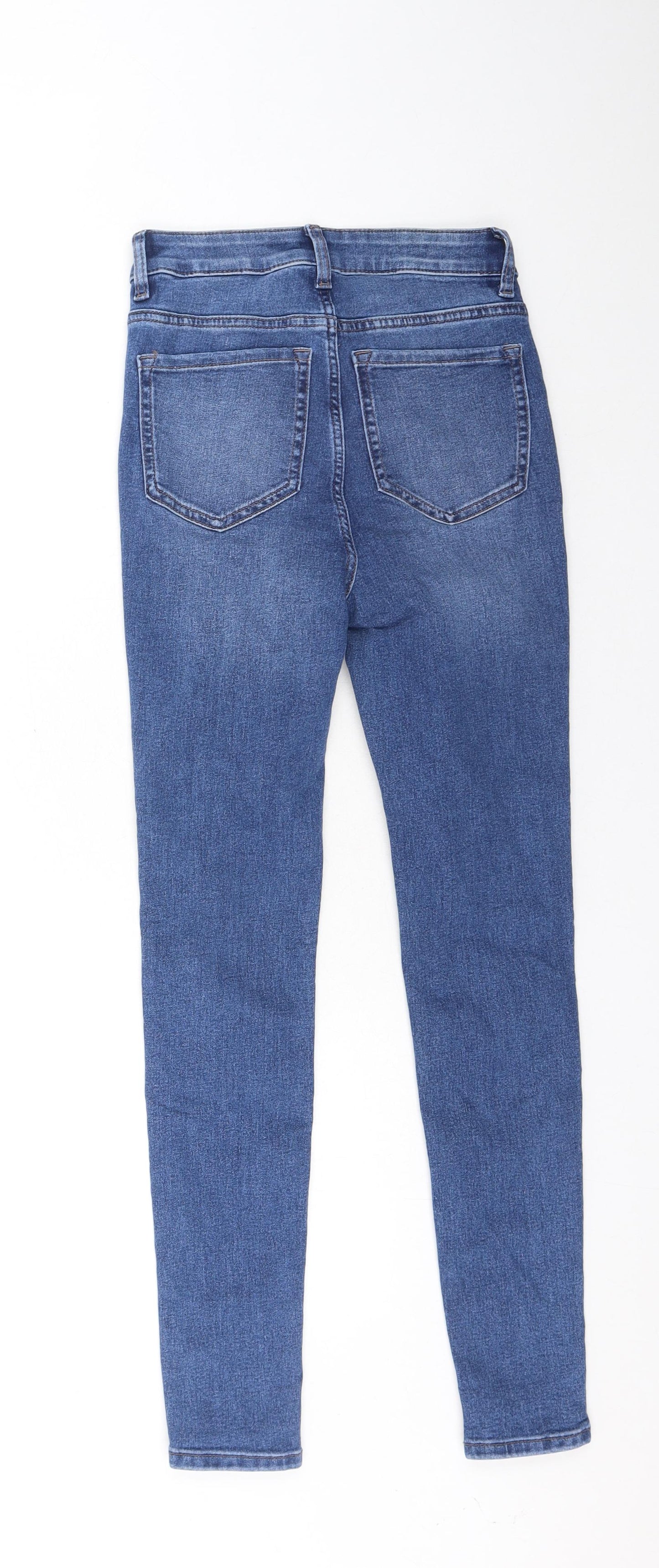 Marks and Spencer Womens Blue Cotton Skinny Jeans Size 6 L28 in Regular Button