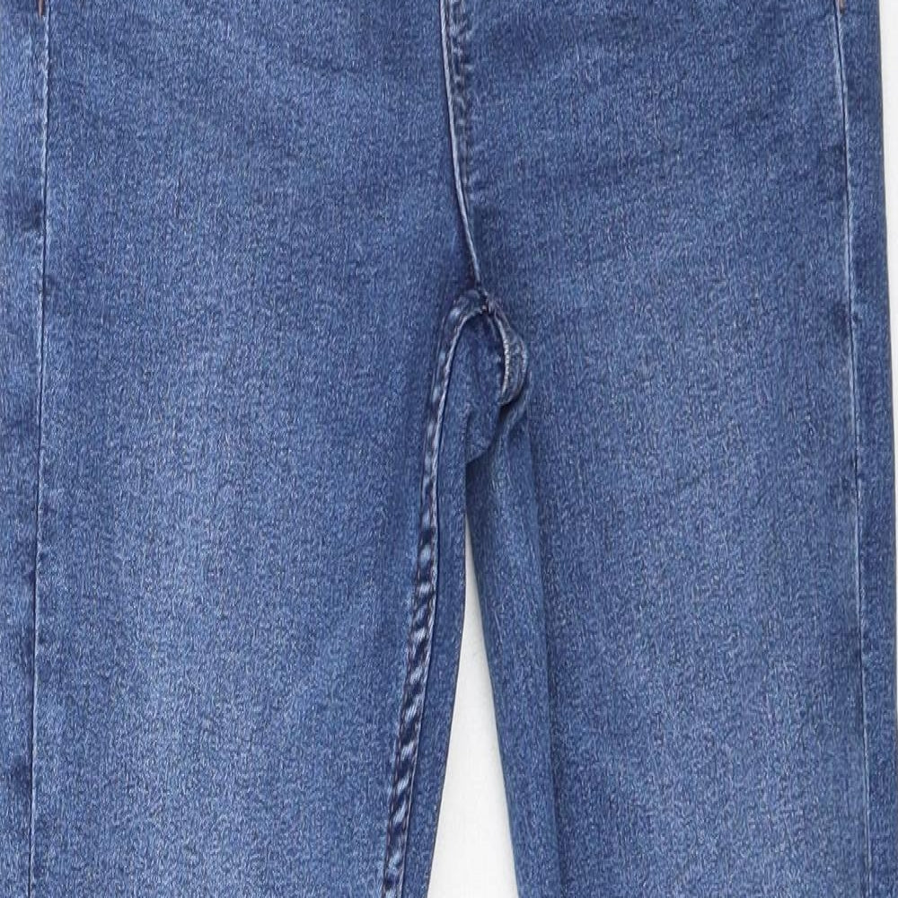 Marks and Spencer Womens Blue Cotton Skinny Jeans Size 6 L28 in Regular Button