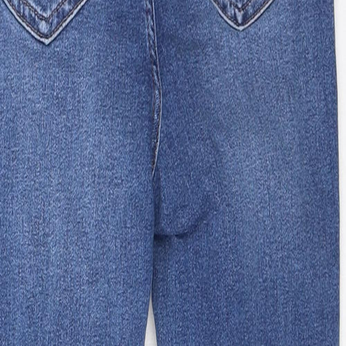 Marks and Spencer Womens Blue Cotton Skinny Jeans Size 6 L28 in Regular Button