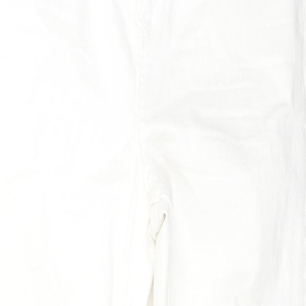Marks and Spencer Womens White Cotton Straight Jeans Size 12 L27 in Regular Button