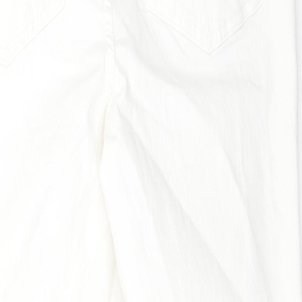 Marks and Spencer Womens White Cotton Straight Jeans Size 12 L27 in Regular Button