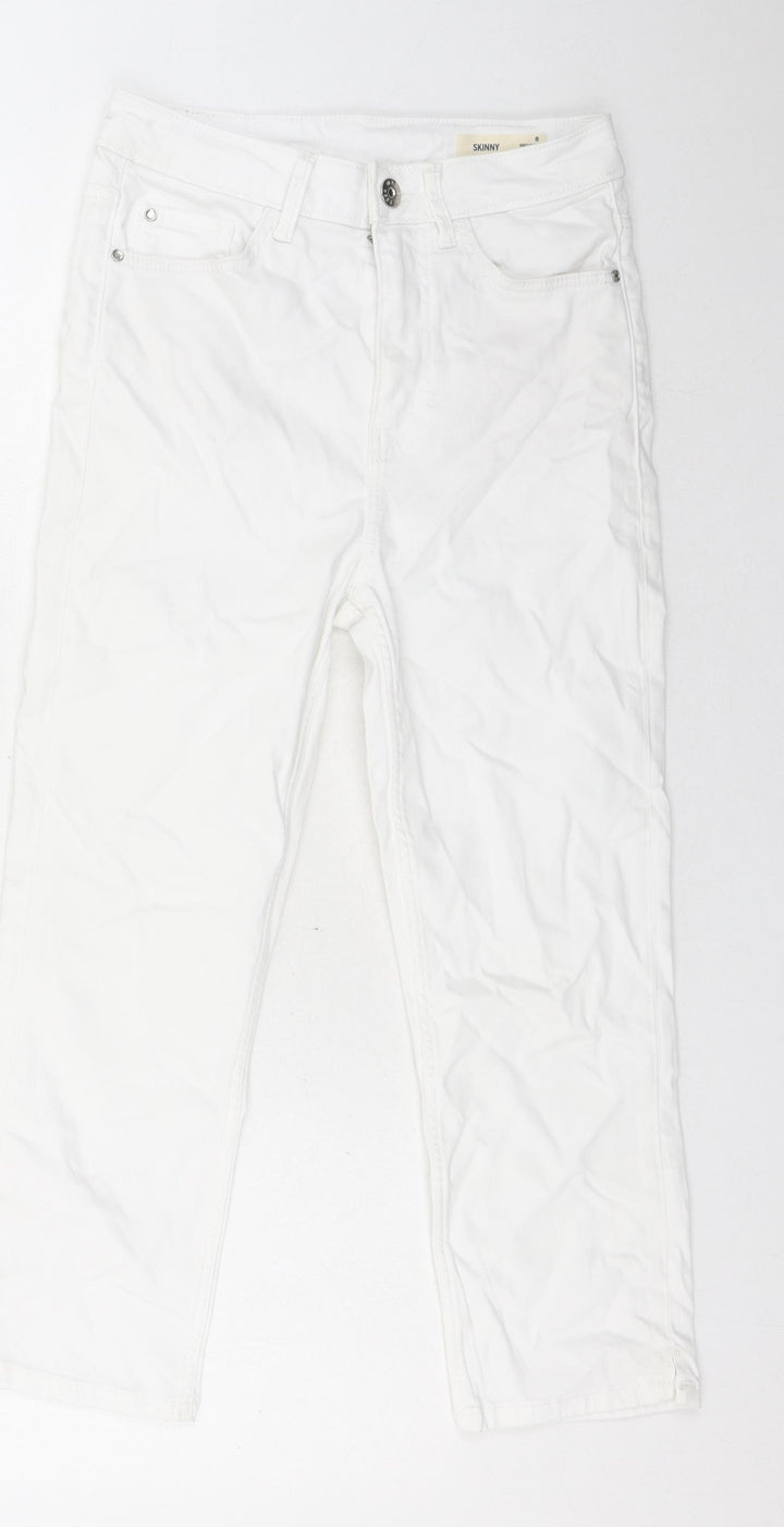 Marks and Spencer Womens White Cotton Straight Jeans Size 8 L21 in Regular Button