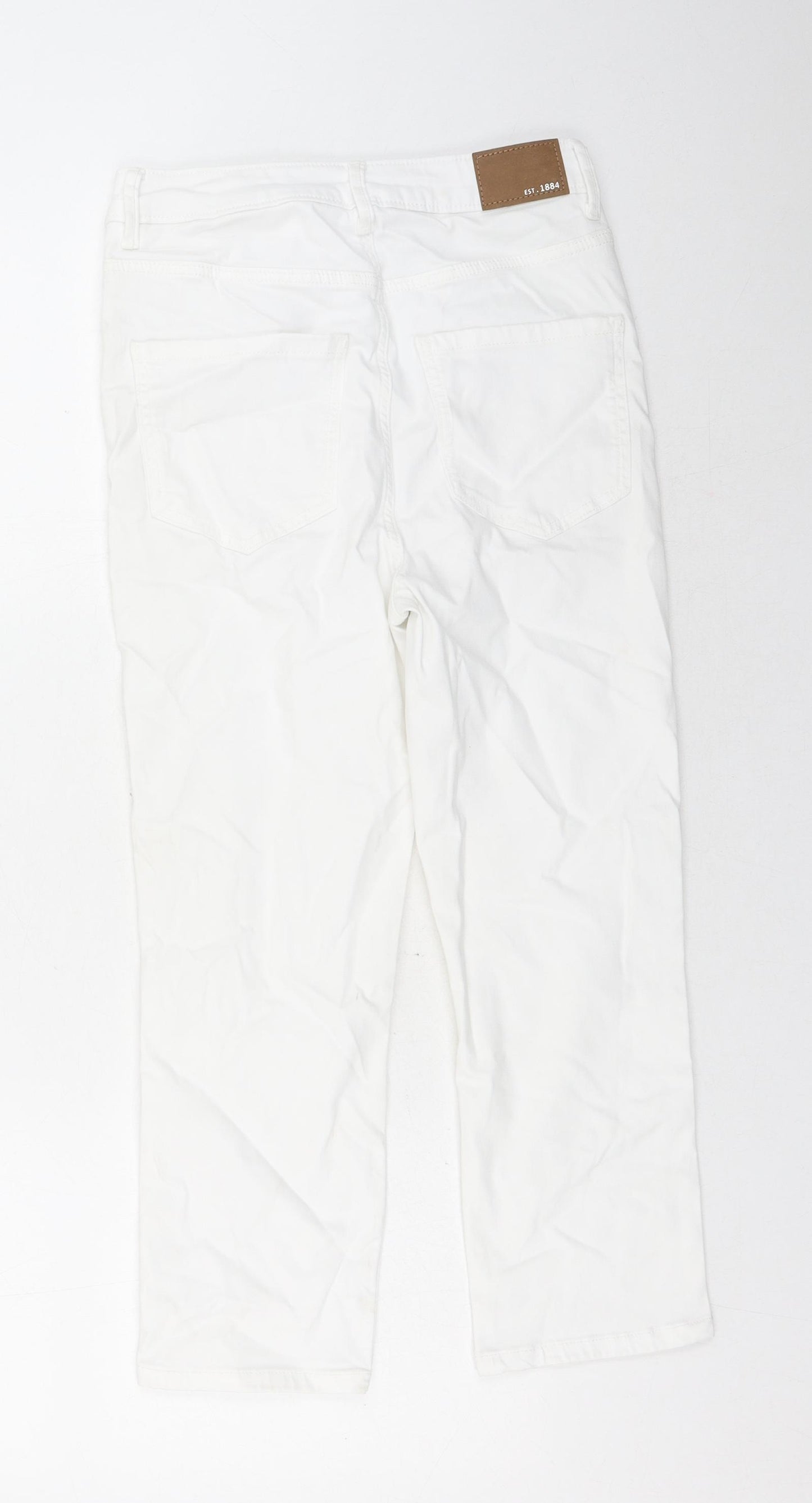 Marks and Spencer Womens White Cotton Straight Jeans Size 8 L21 in Regular Button