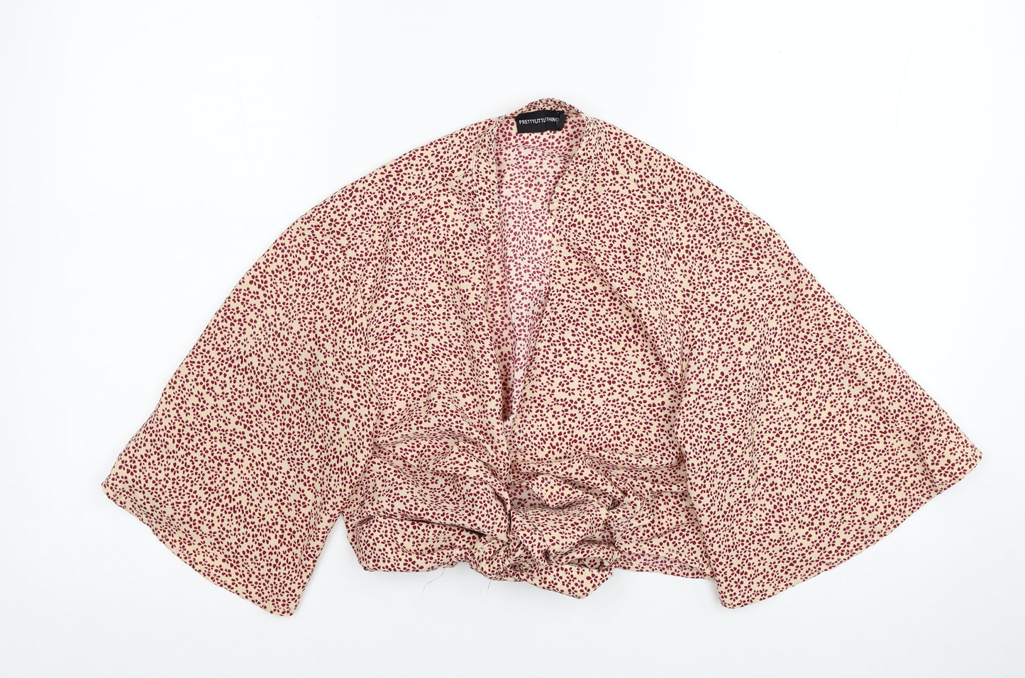 PRETTYLITTLETHING Womens Multicoloured Floral Polyester Cropped Blouse Size 8 V-Neck