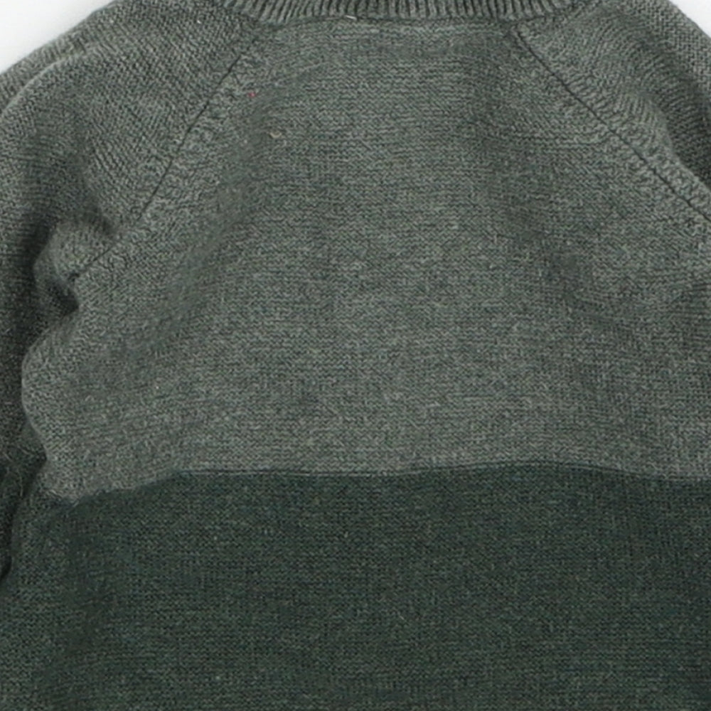 H&M Boys Green Cotton Pullover Jumper Size 0-3 Months Button