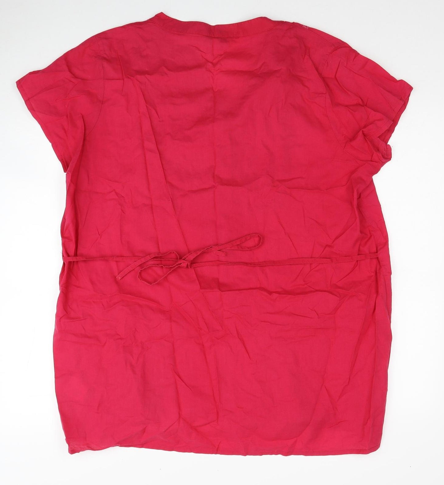 Peacocks Womens Pink Cotton Basic Blouse Size 20 V-Neck