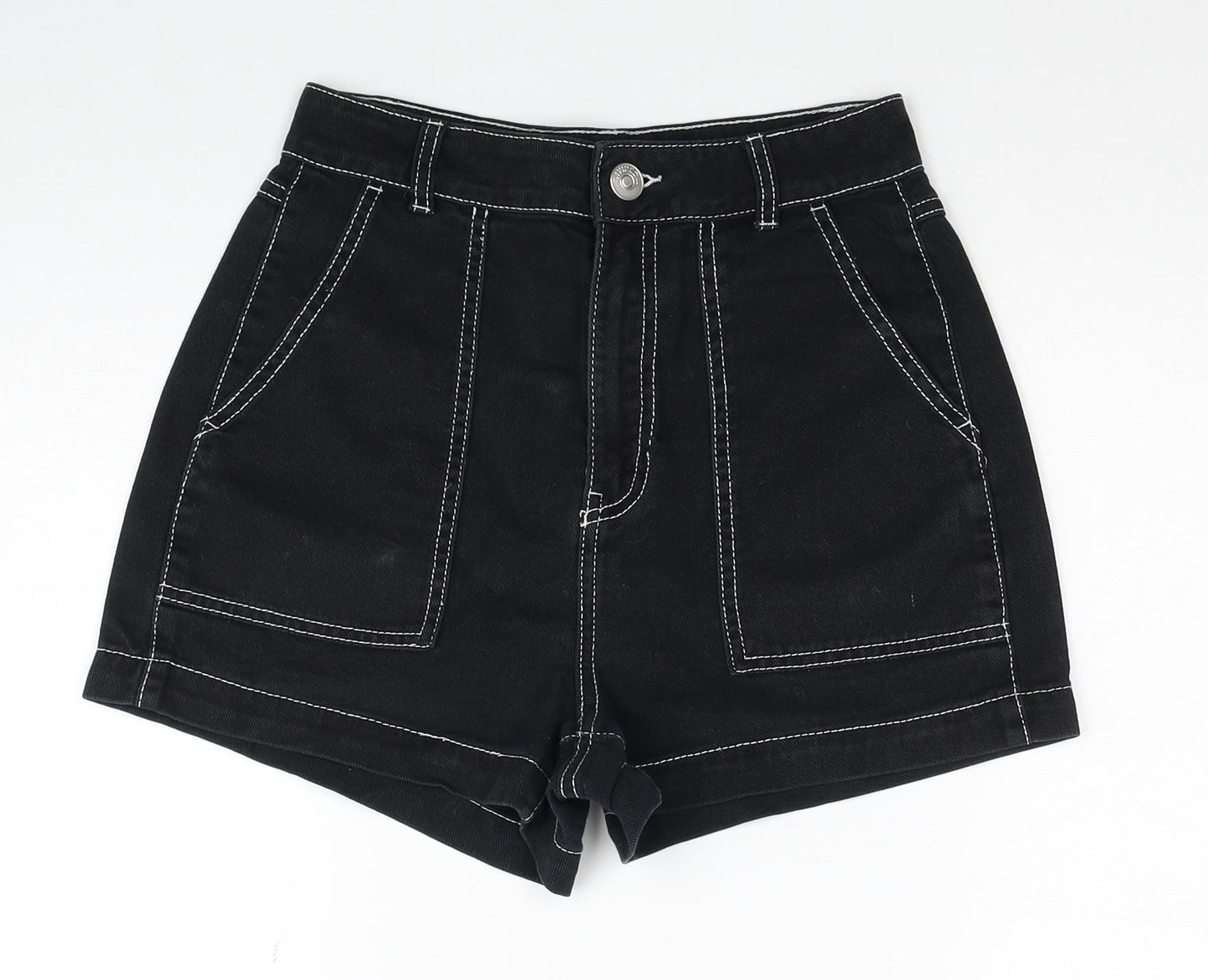 Divided by H&M Womens Black Cotton Mom Shorts Size 6 Regular Zip