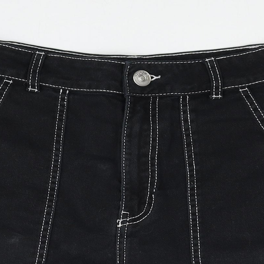 Divided by H&M Womens Black Cotton Mom Shorts Size 6 Regular Zip