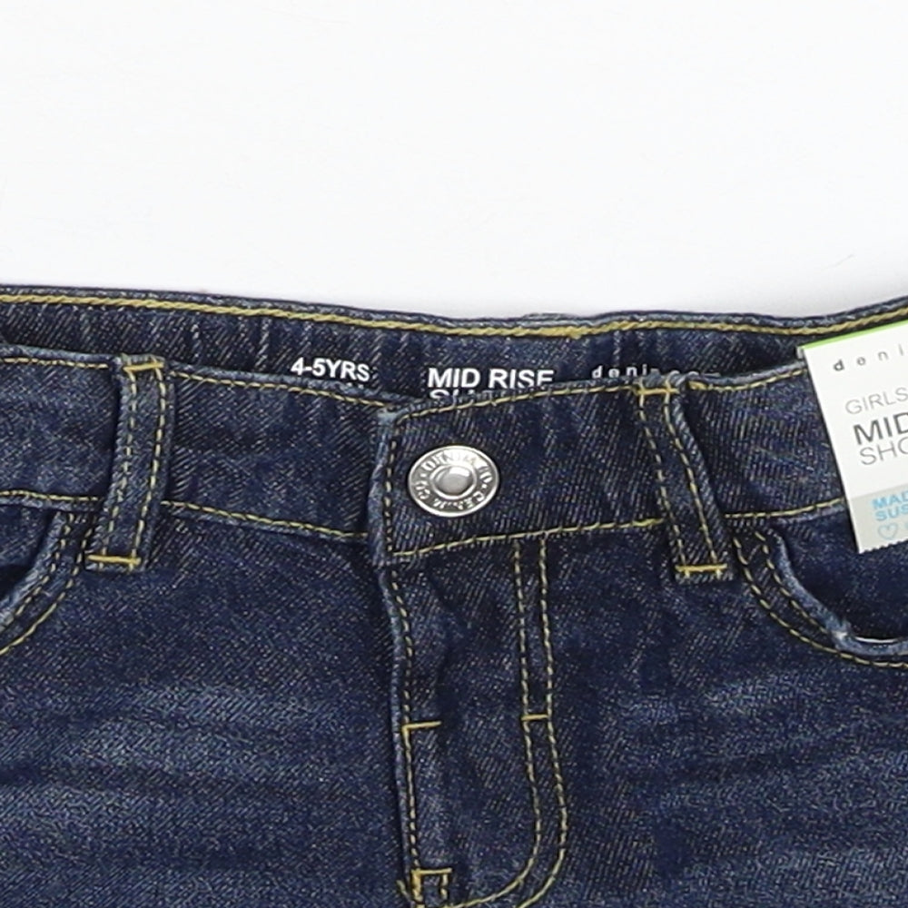 Primark Girls Black Cotton Hot Pants Shorts Size 4-5 Years Regular Zip