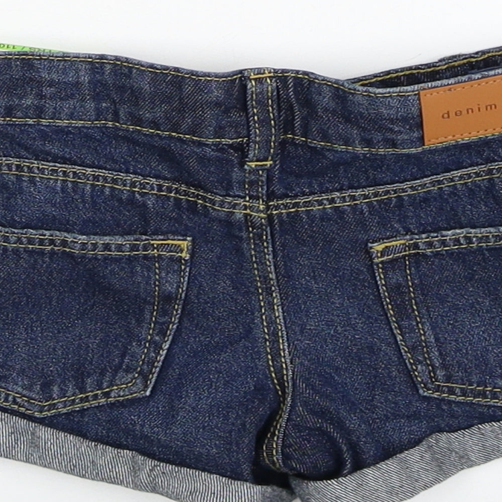 Primark Girls Black Cotton Hot Pants Shorts Size 4-5 Years Regular Zip