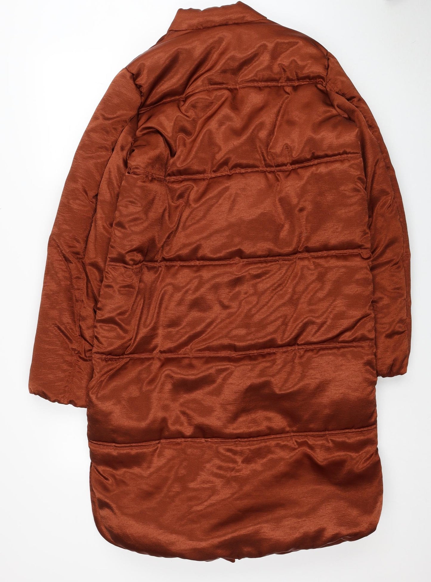 Lost Ink Womens Brown Quilted Coat Size 10 Snap