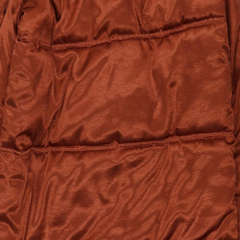 Lost Ink Womens Brown Quilted Coat Size 10 Snap