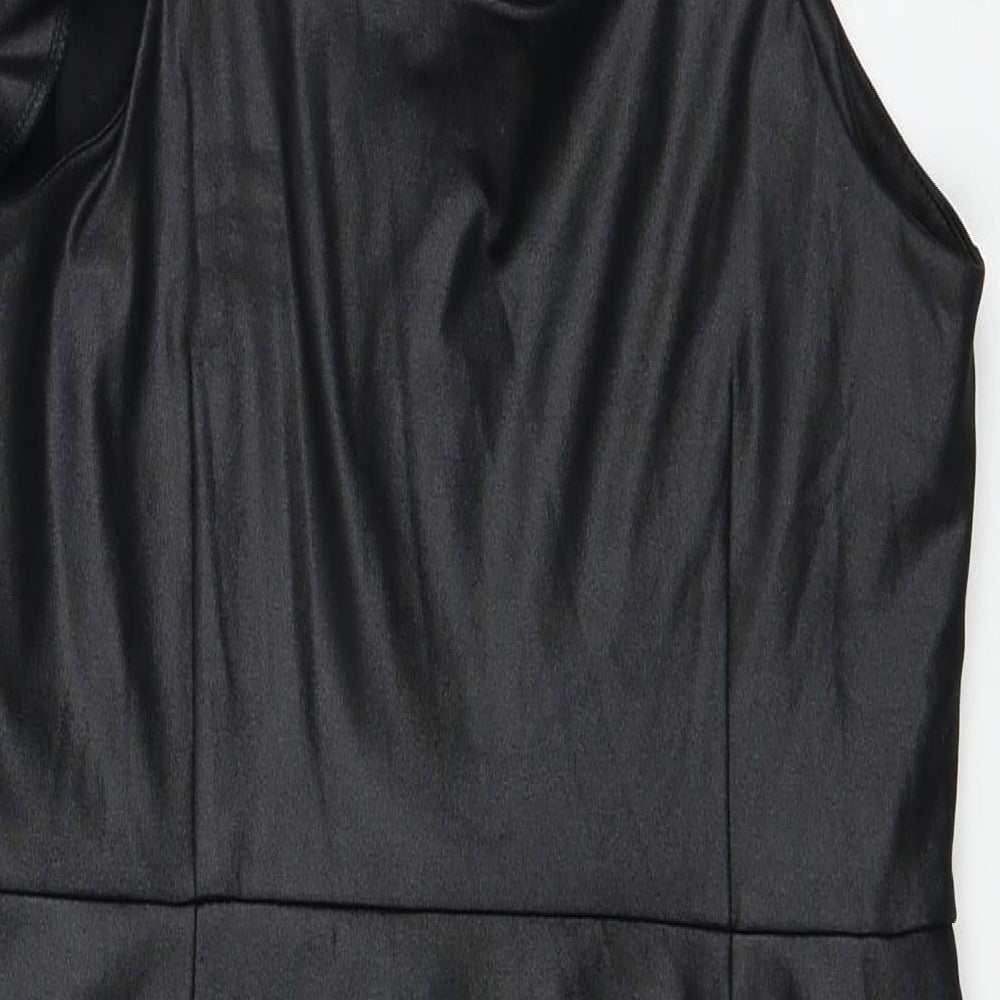 New Look Womens Black Polyester Tank Dress Size 12 Square Neck Button