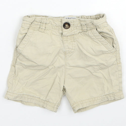 TU Boys Beige Cotton Cropped Trousers Size 12-18 Months Button