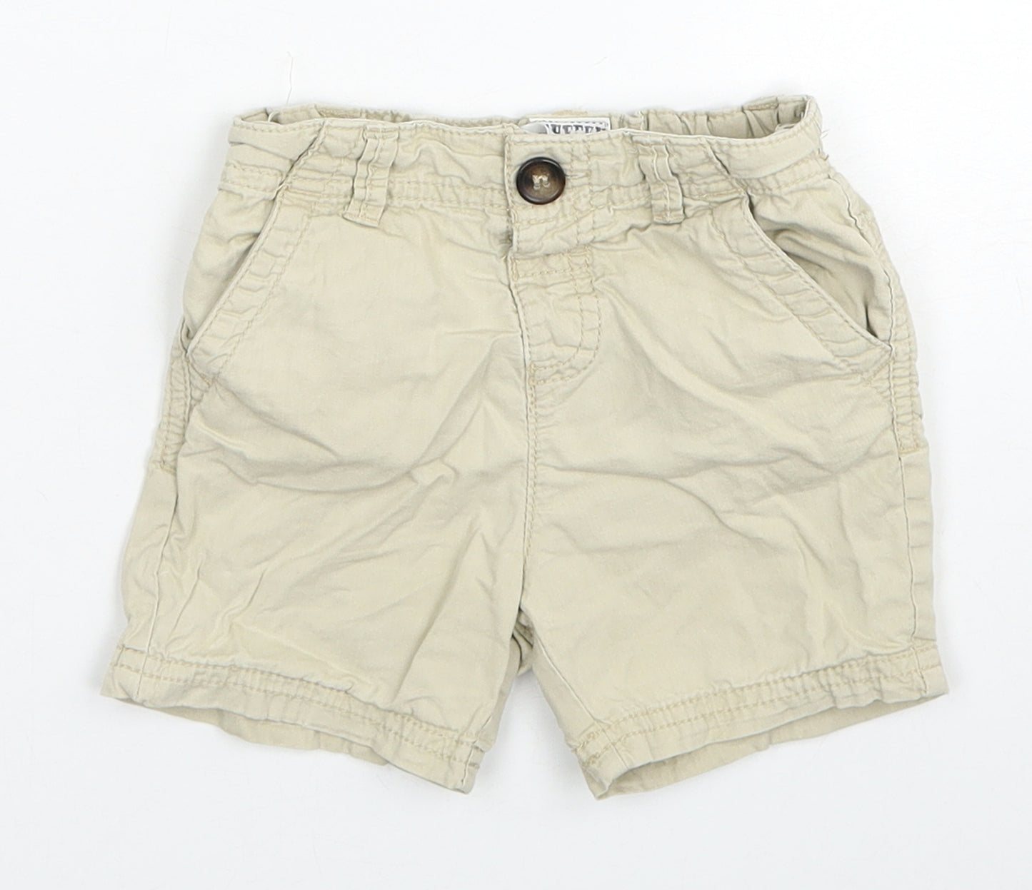 TU Boys Beige Cotton Cropped Trousers Size 12-18 Months Button