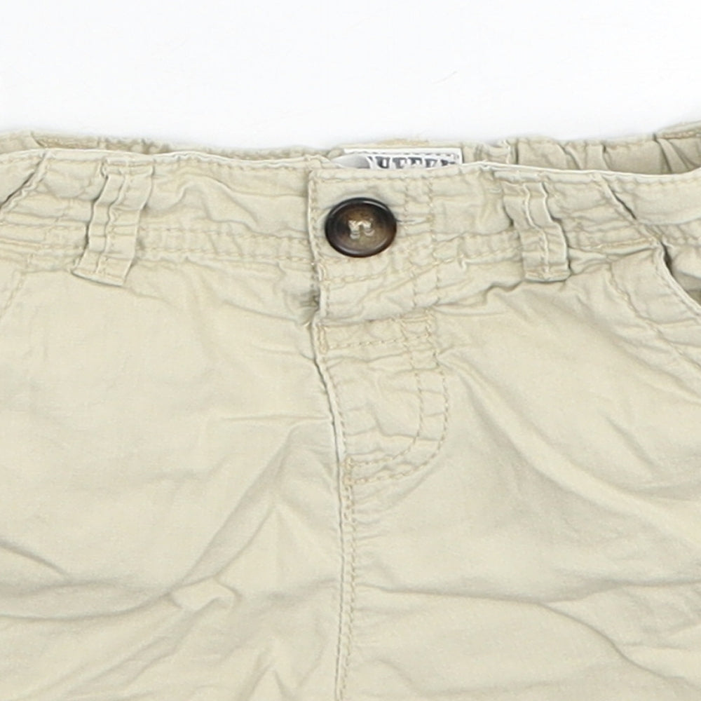 TU Boys Beige Cotton Cropped Trousers Size 12-18 Months Button