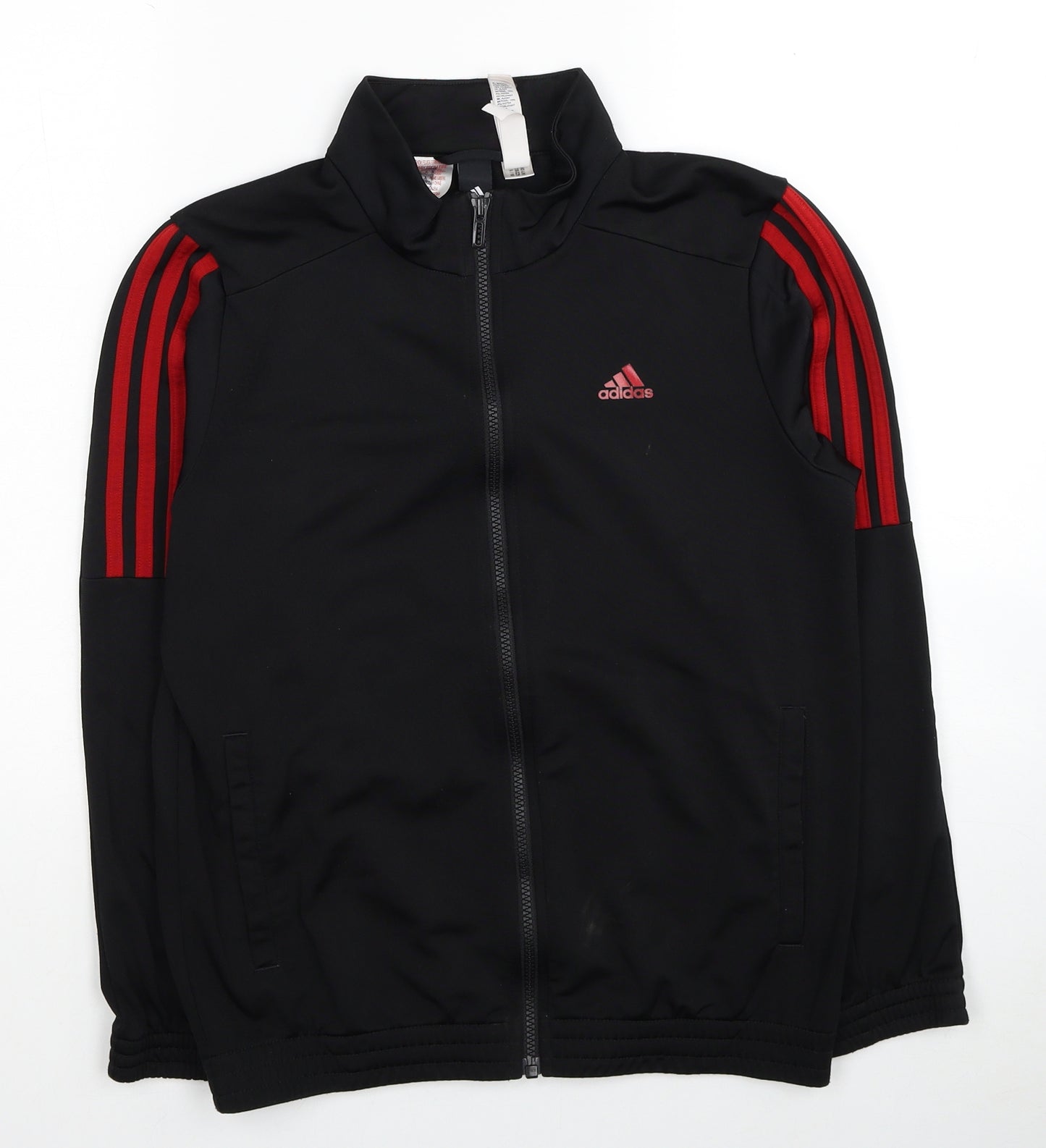 adidas Boys Black Polyester Full Zip Sweatshirt Size 11-12 Years Zip