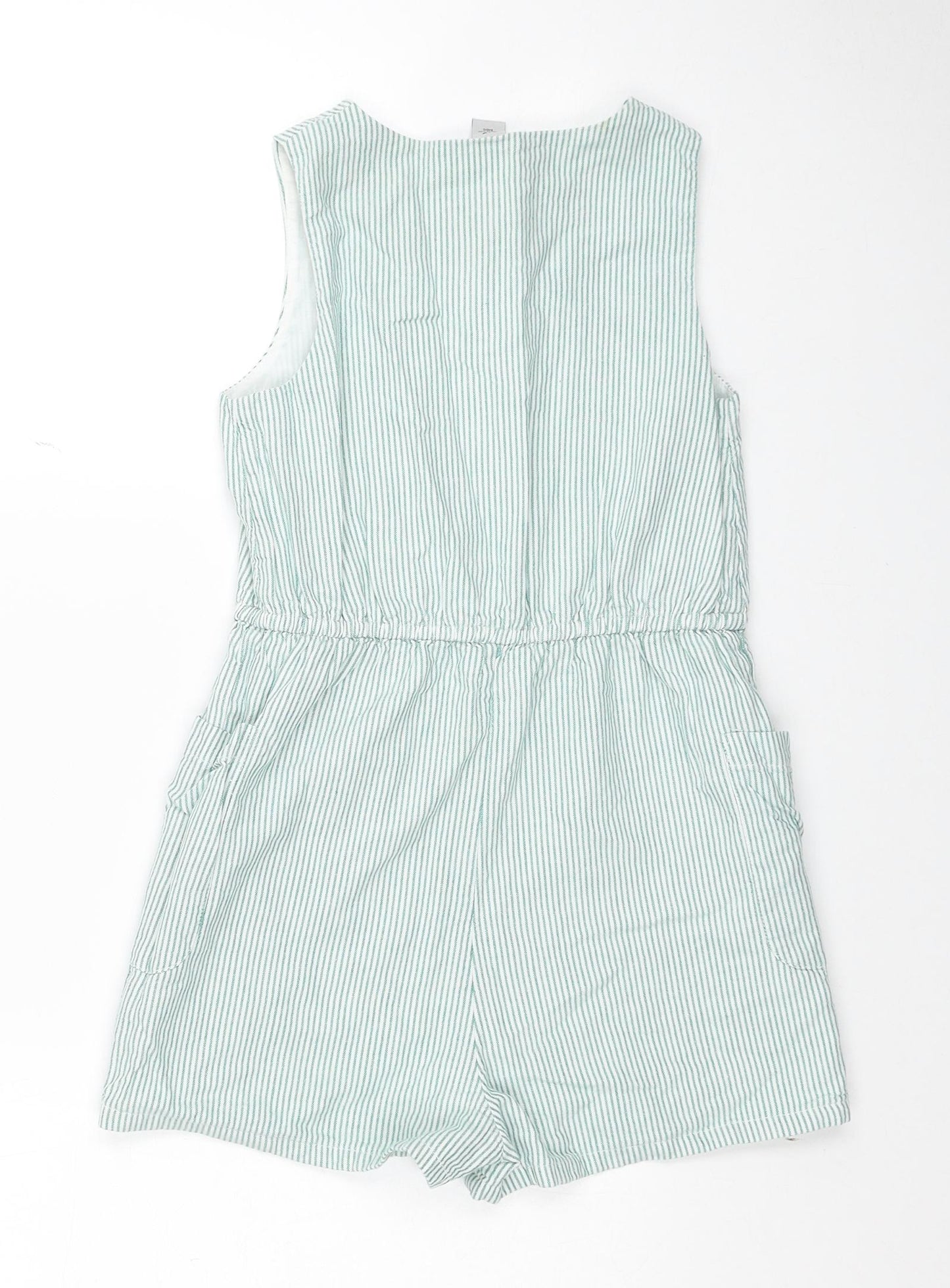 TU Girls Green Cotton Playsuit One-Piece Size 9 Years Button