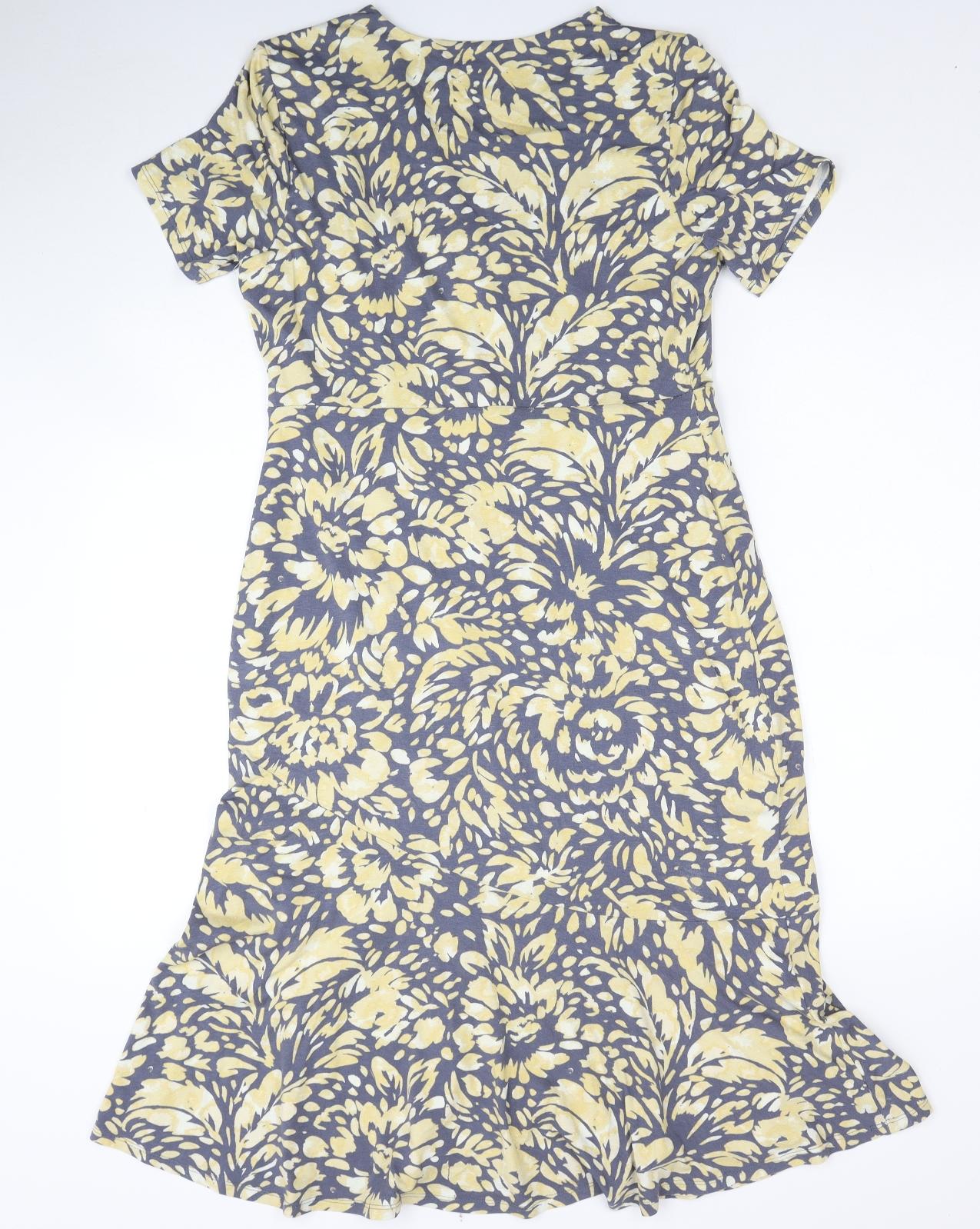 Eastex Womens Multicoloured Floral Viscose A-Line Size 12 V-Neck Pullover