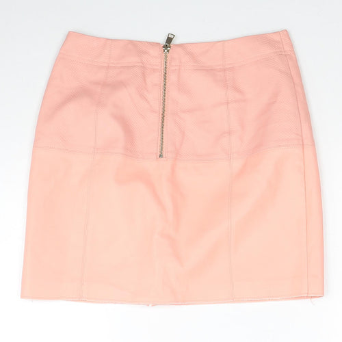 River Island Womens Pink Polyethylene A-Line Skirt Size 8 Zip