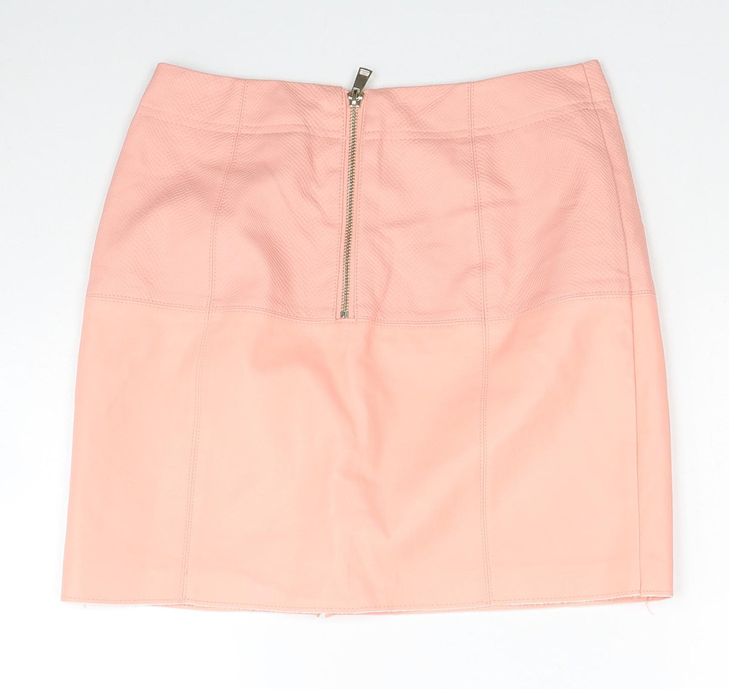 River Island Womens Pink Polyethylene A-Line Skirt Size 8 Zip
