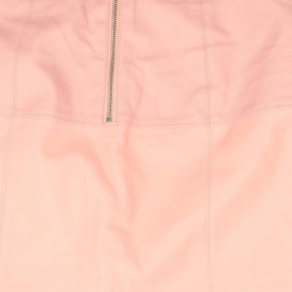 River Island Womens Pink Polyethylene A-Line Skirt Size 8 Zip