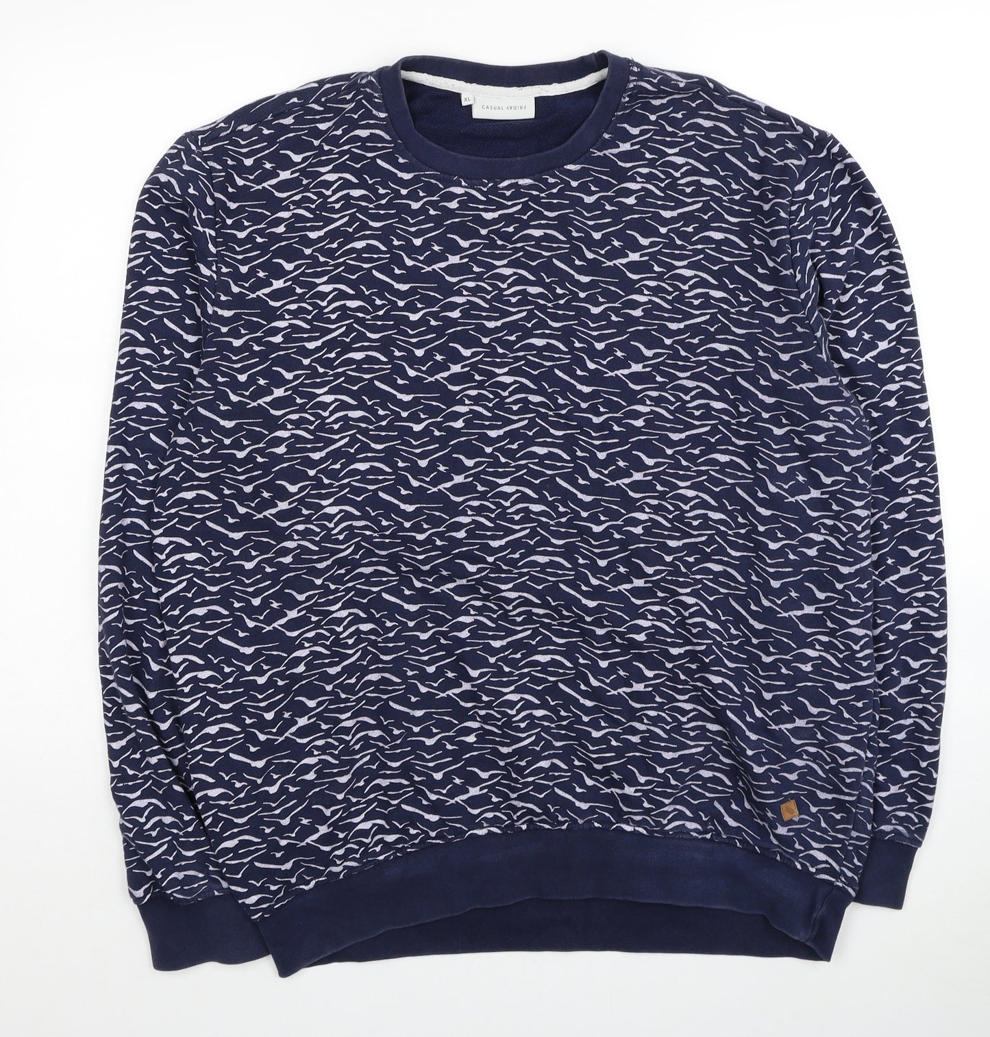 Casual Friday Womens Blue Geometric Cotton Pullover Sweatshirt Size XL Pullover - Bird