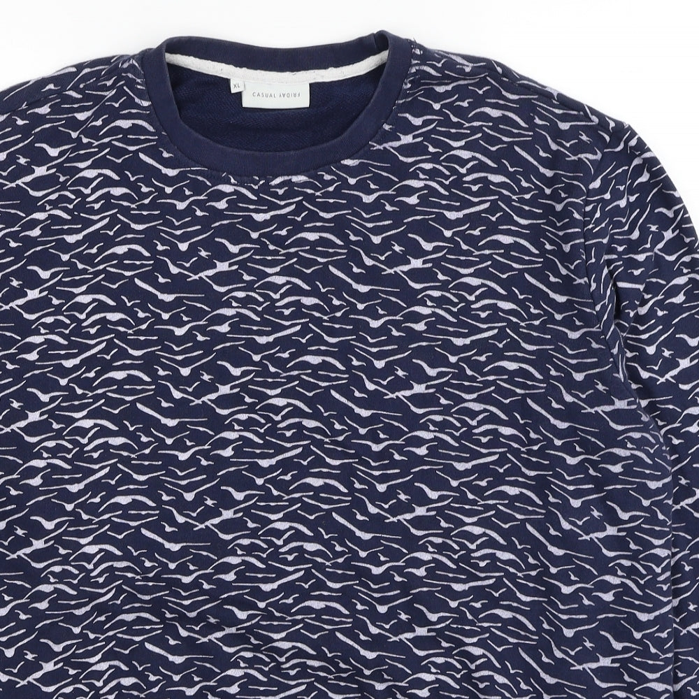 Casual Friday Womens Blue Geometric Cotton Pullover Sweatshirt Size XL Pullover - Bird