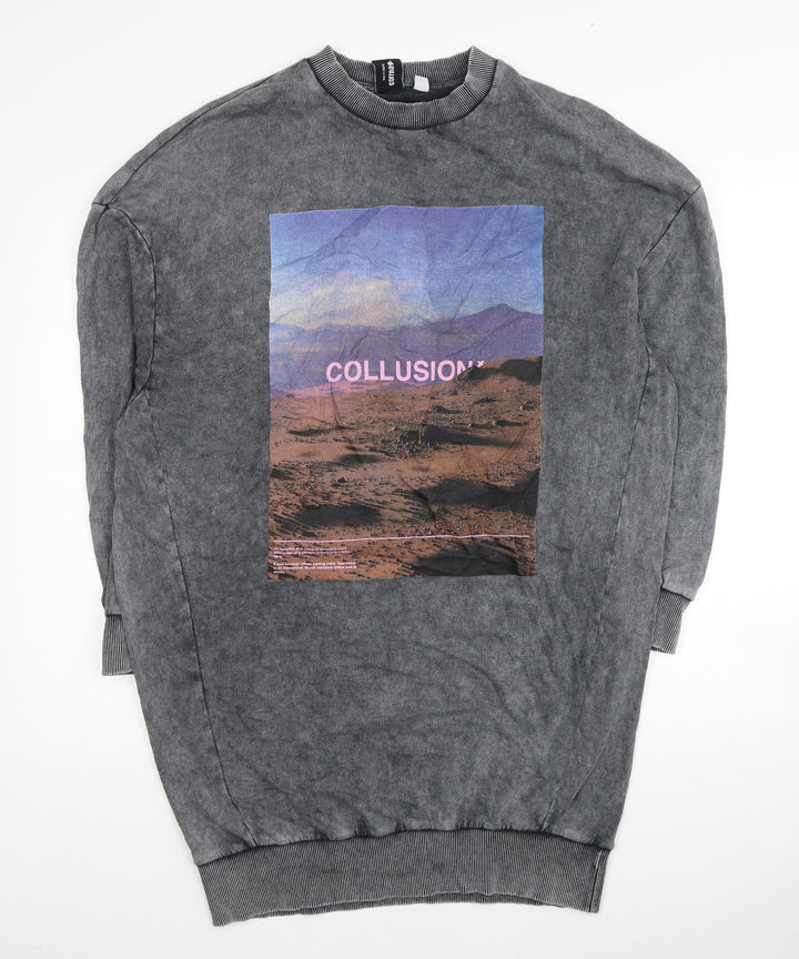 COLLUSION Womens Grey Cotton Pullover Sweatshirt Size 8 Pullover