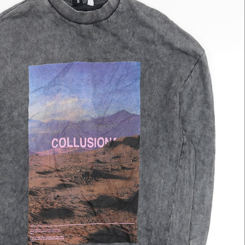 COLLUSION Womens Grey Cotton Pullover Sweatshirt Size 8 Pullover