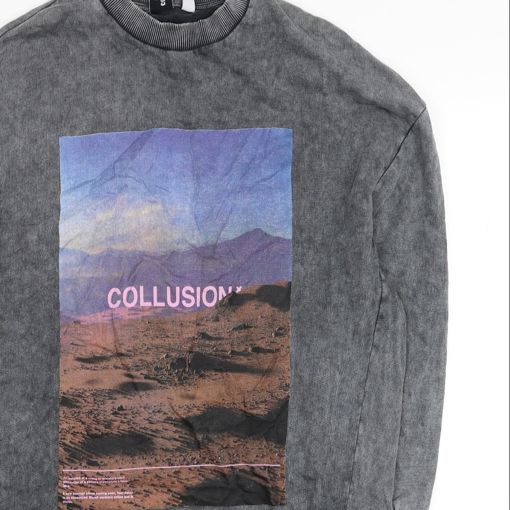 COLLUSION Womens Grey Cotton Pullover Sweatshirt Size 8 Pullover