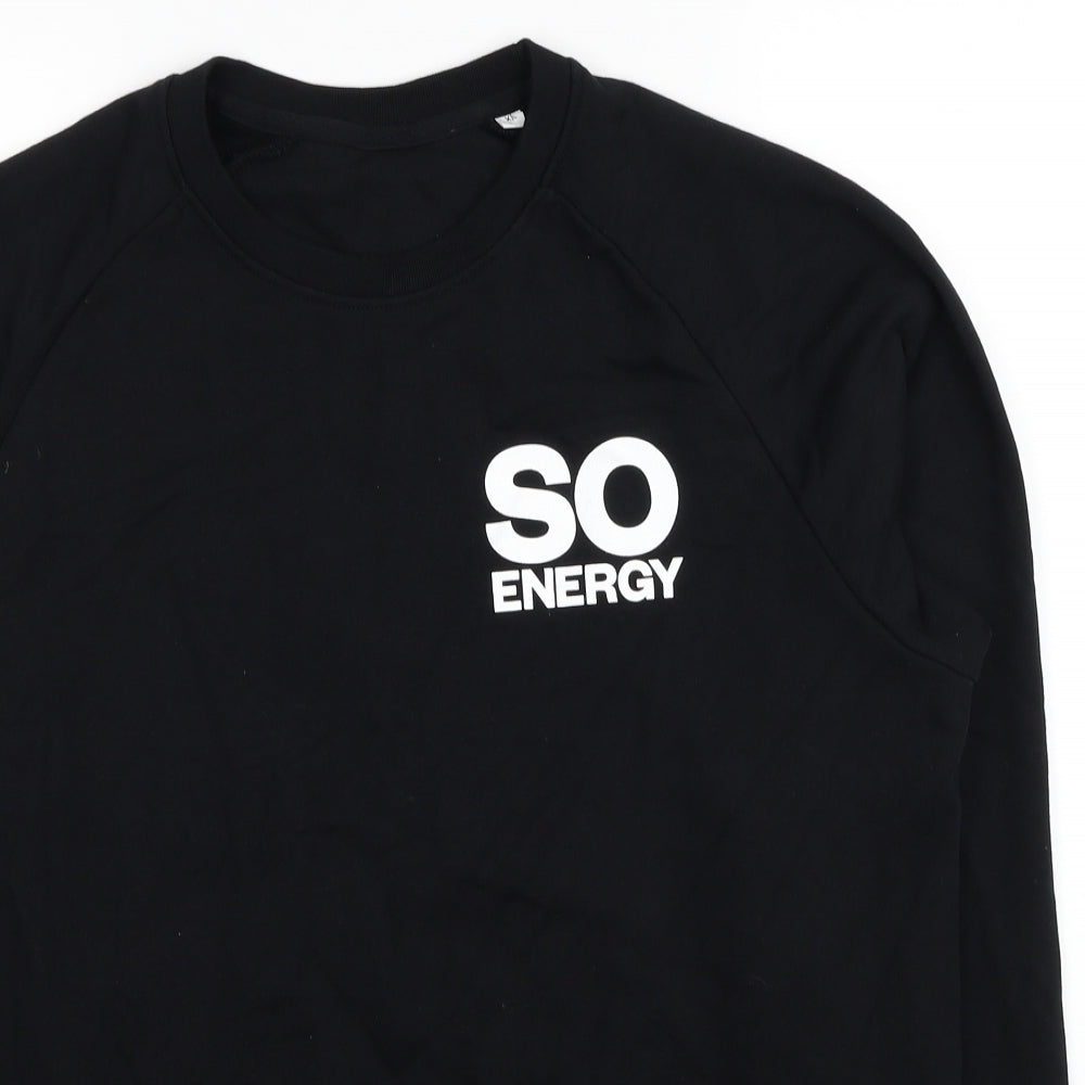 So Energy Mens Black Cotton Pullover Sweatshirt Size XL - Unisex