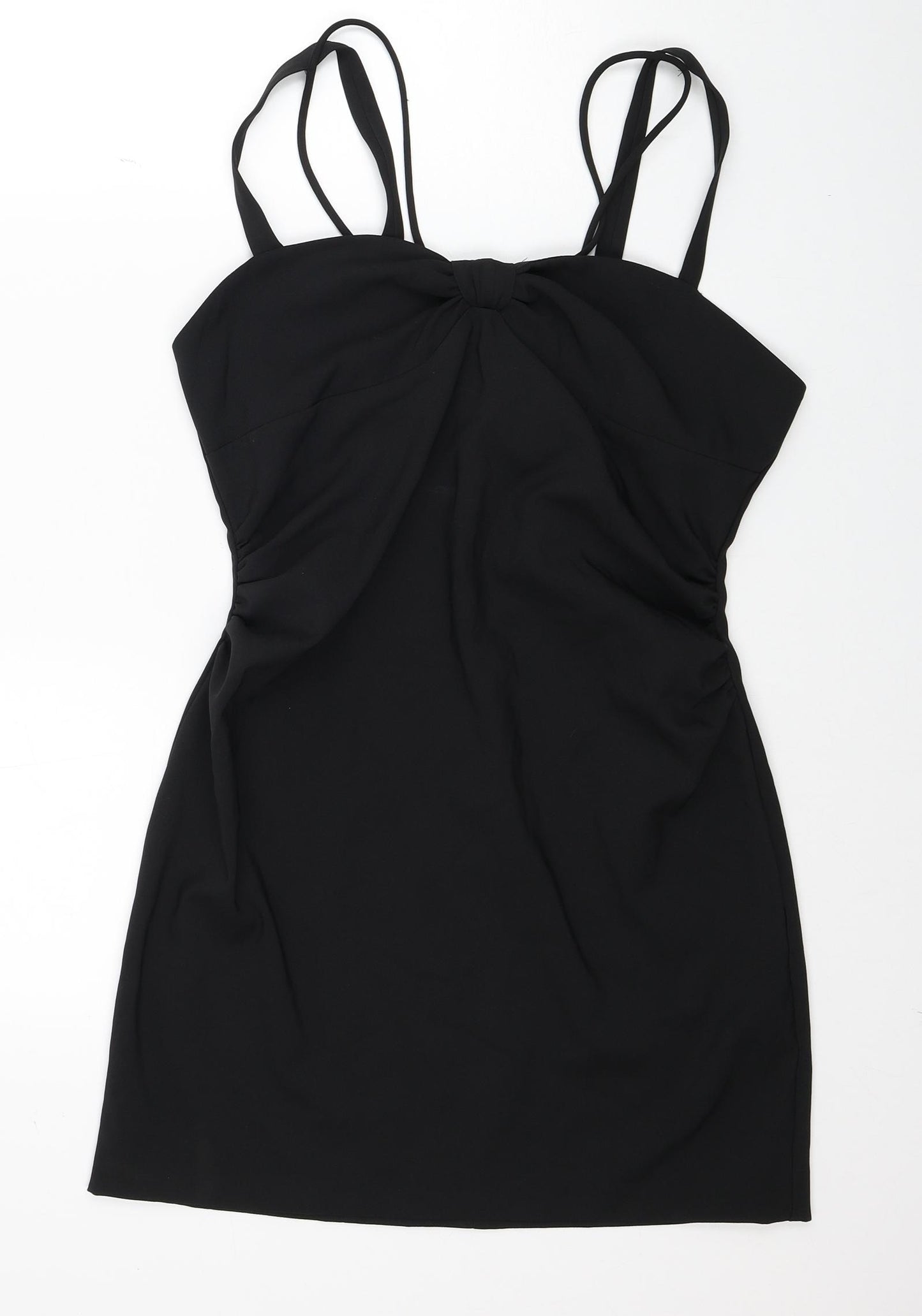 Zara Womens Black Polyester Mini Size L Square Neck Zip