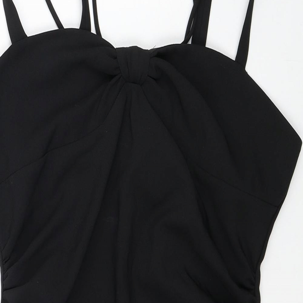 Zara Womens Black Polyester Mini Size L Square Neck Zip