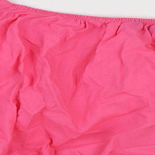 Marks and Spencer Womens Pink 100% Cotton Cropped Blouse Size 16 Scoop Neck