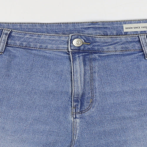 Marks and Spencer Womens Blue Cotton Hot Pants Shorts Size 22 Regular Zip