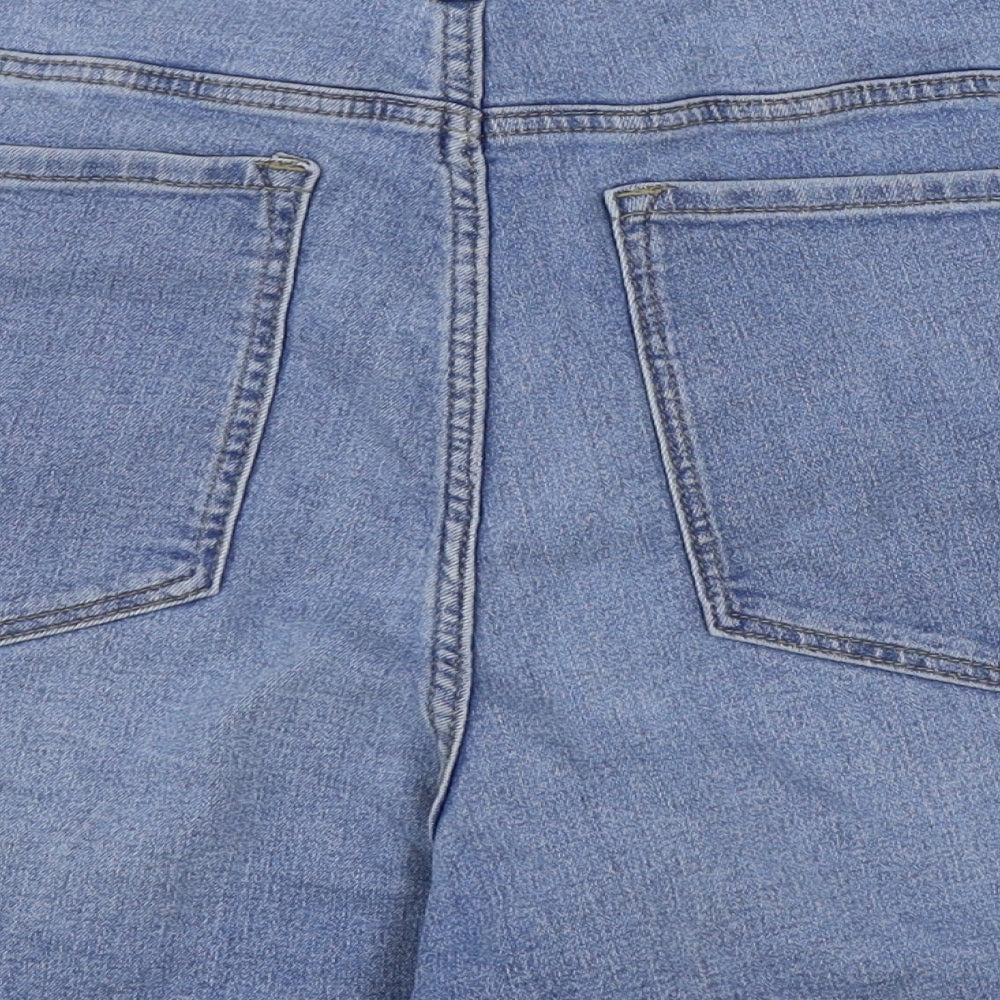 Marks and Spencer Womens Blue Cotton Hot Pants Shorts Size 22 Regular Zip