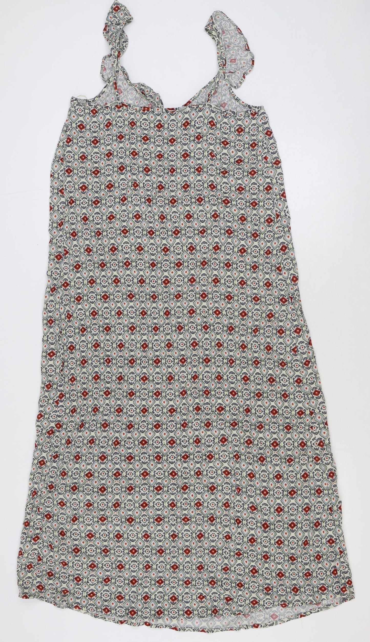 Marks and Spencer Womens Multicoloured Geometric Viscose A-Line Size 10 Scoop Neck Pullover