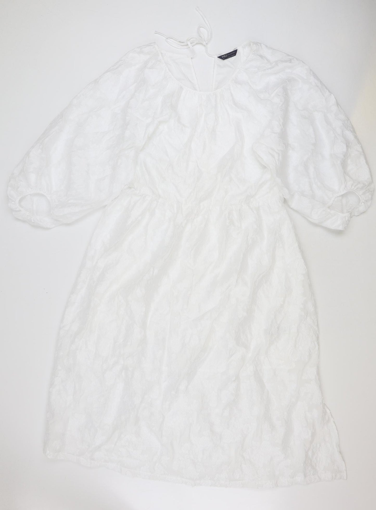 Marks and Spencer Womens White Polyester A-Line Size 18 Round Neck Zip