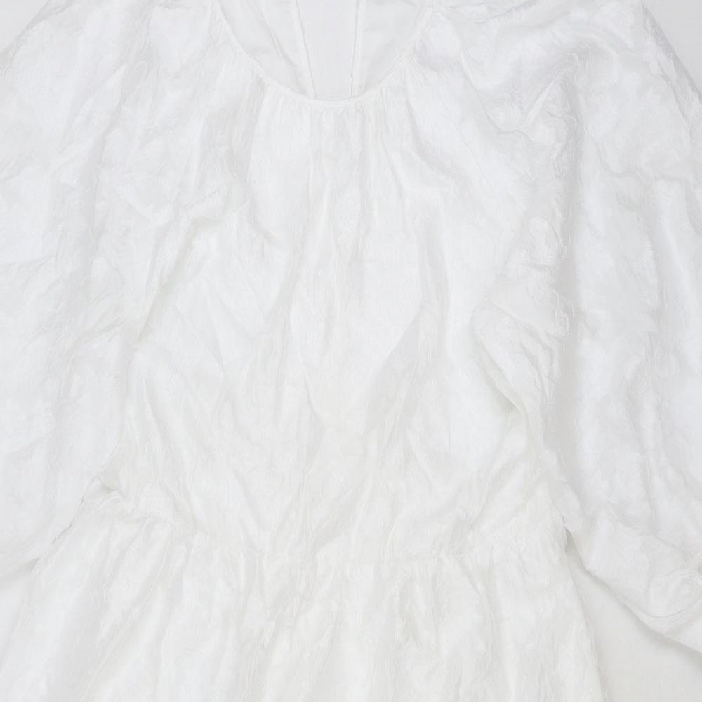Marks and Spencer Womens White Polyester A-Line Size 18 Round Neck Zip