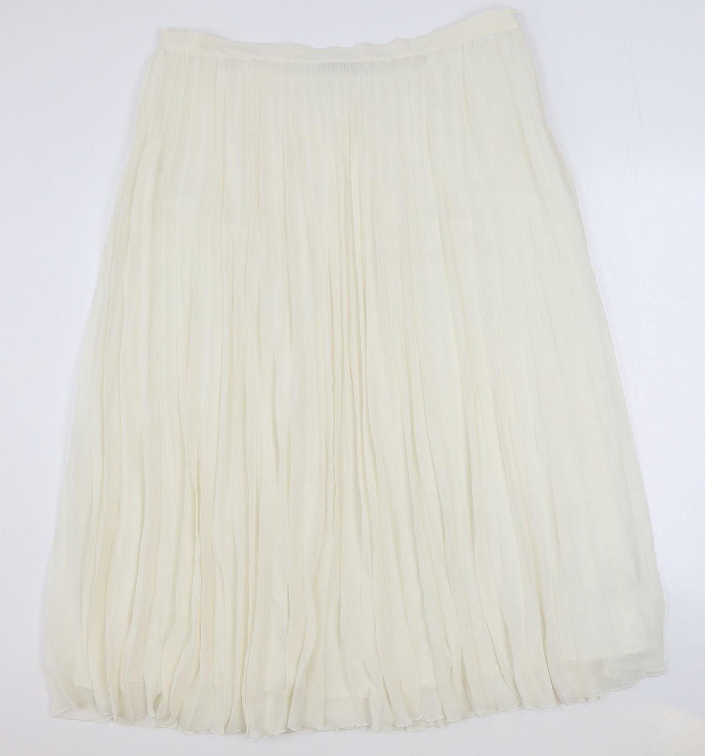 Marks and Spencer Womens Ivory Polyester Pleated Skirt Size 20 Zip