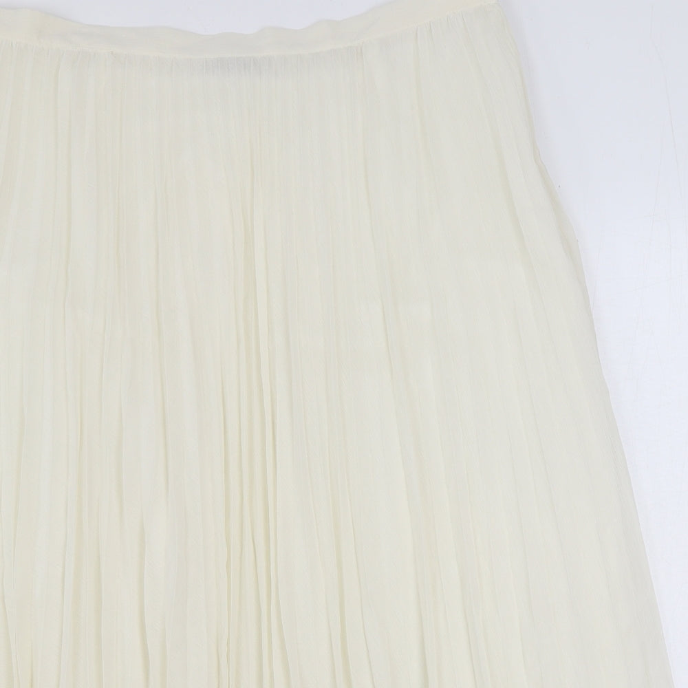 Marks and Spencer Womens Ivory Polyester Pleated Skirt Size 20 Zip