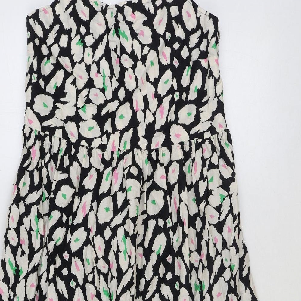 Marks and Spencer Womens Multicoloured Geometric 100% Cotton A-Line Size 12 Round Neck Pullover