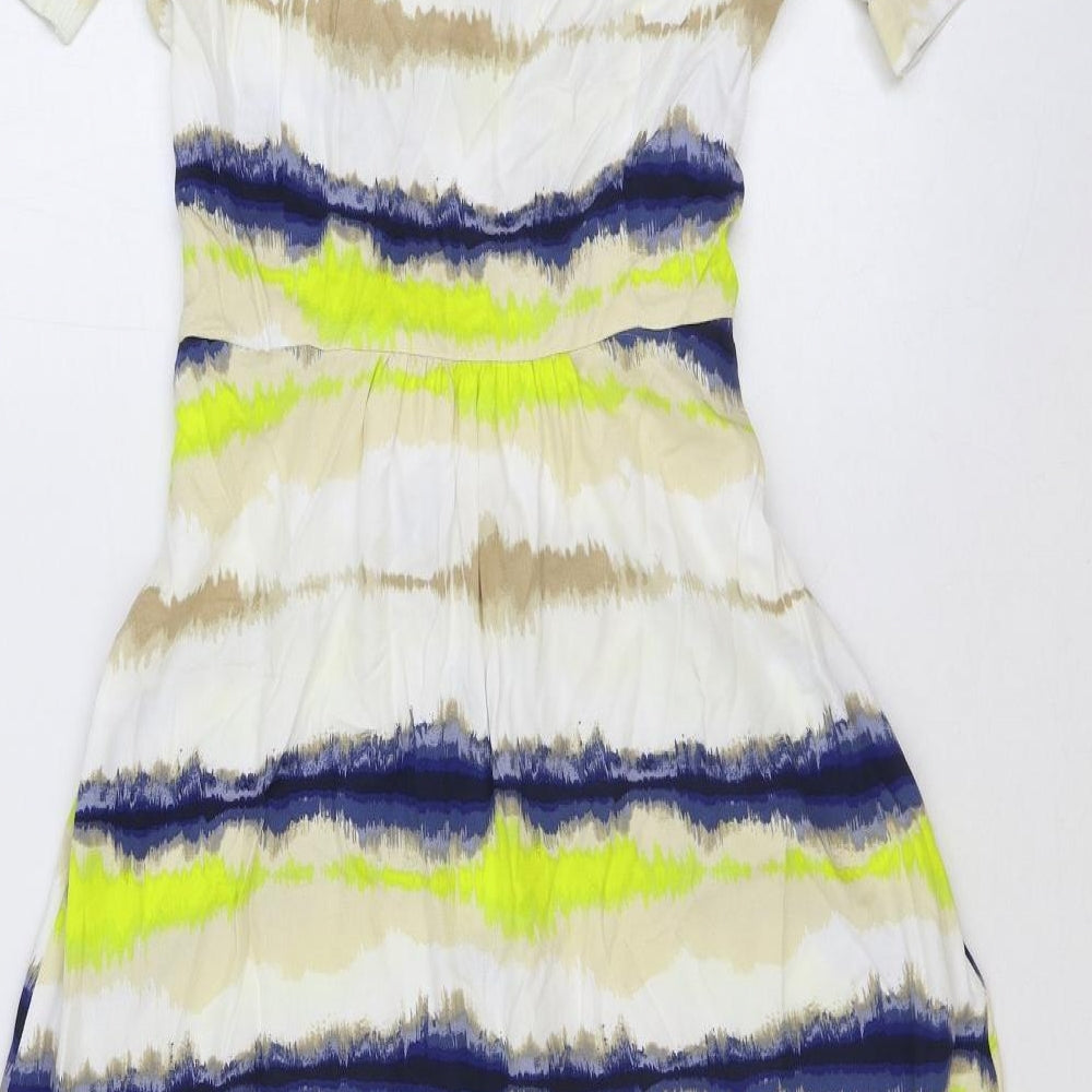 Marks and Spencer Womens Multicoloured Geometric Polyester Shirt Dress Size 8 Collared Button