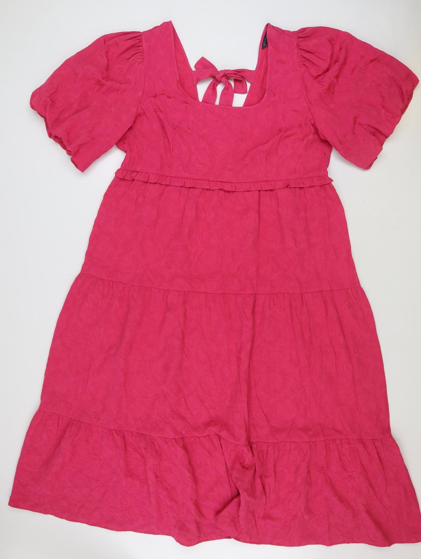 Marks and Spencer Womens Pink Viscose A-Line Size 22 Scoop Neck Tie - Tiered