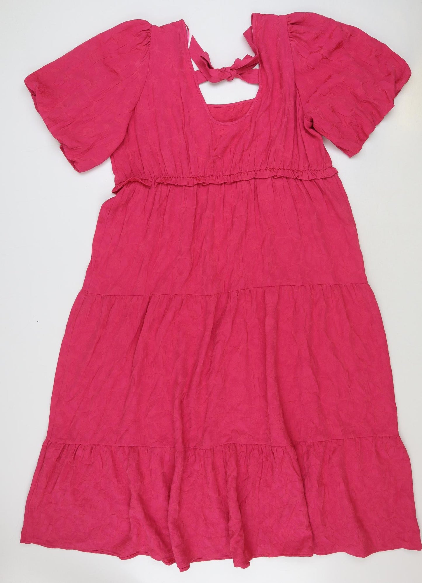Marks and Spencer Womens Pink Viscose A-Line Size 22 Scoop Neck Tie - Tiered