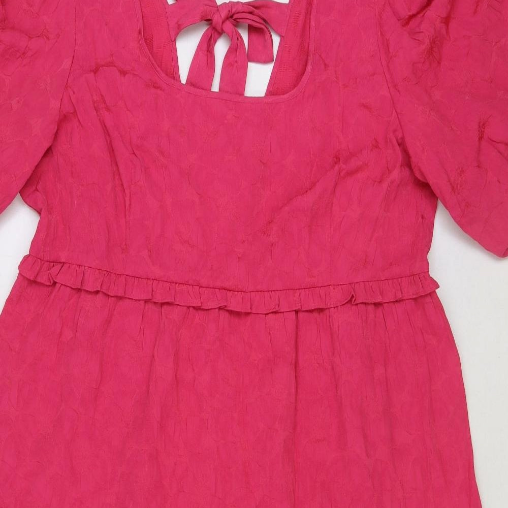 Marks and Spencer Womens Pink Viscose A-Line Size 22 Scoop Neck Tie - Tiered