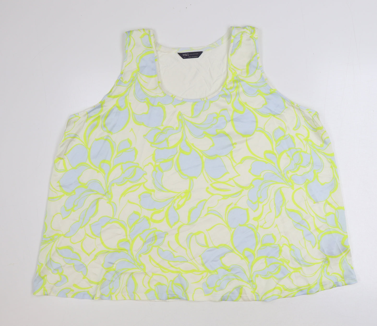 Marks and Spencer Womens Multicoloured Floral Polyester Basic Tank Size 24 Scoop Neck